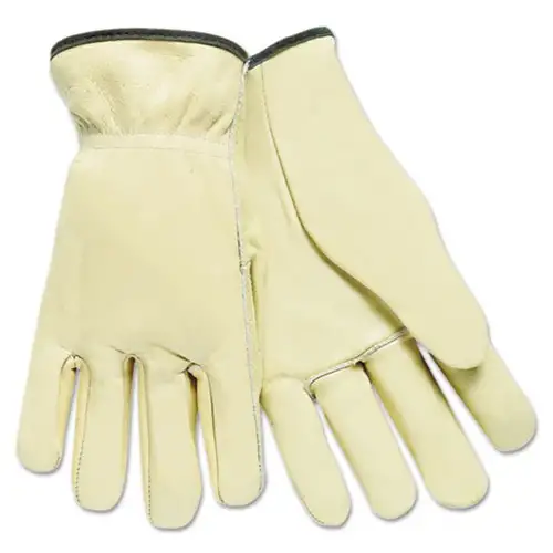 MCR Safety Full Leather Cow Grain Driver Gloves - Large, Tan (12 Pairs)