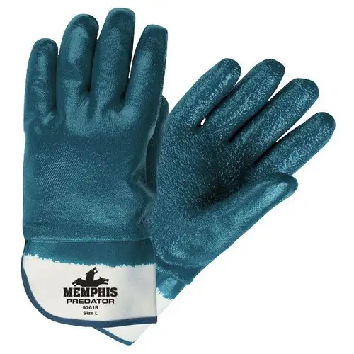 MCR Safety 24-Piece Predator Premium Nitrile-Coated Gloves - Large, Blue/White