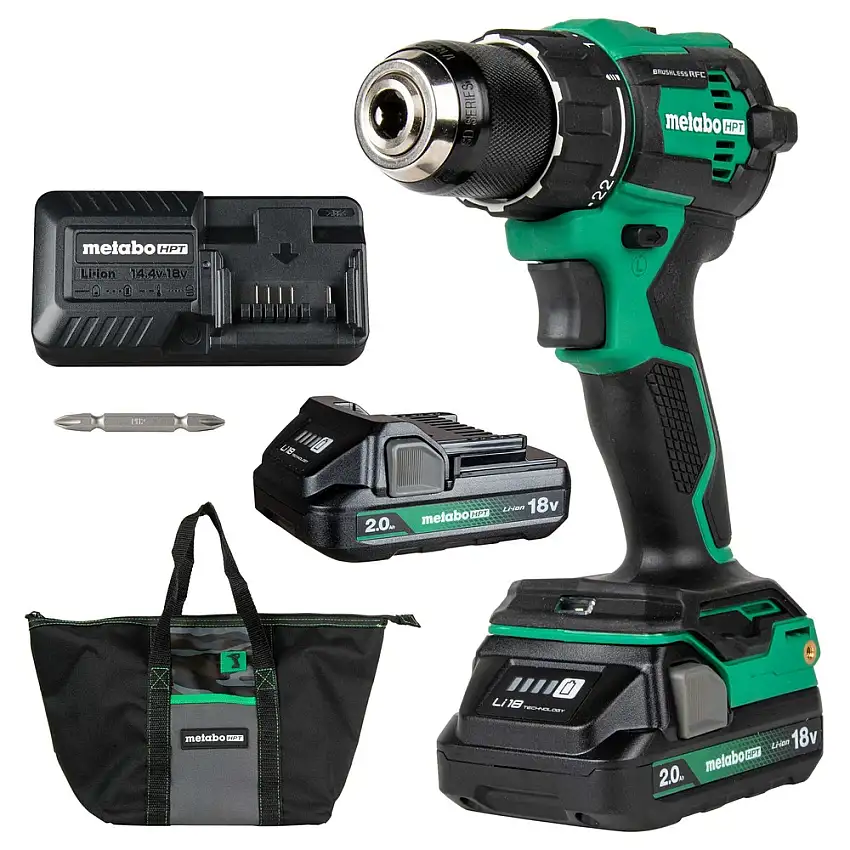 Metabo HPT 18V MultiVolt Lithium-Ion Brushless 1/2 in. Cordless Drill Driver Kit (2 Ah) - DS18DEXM