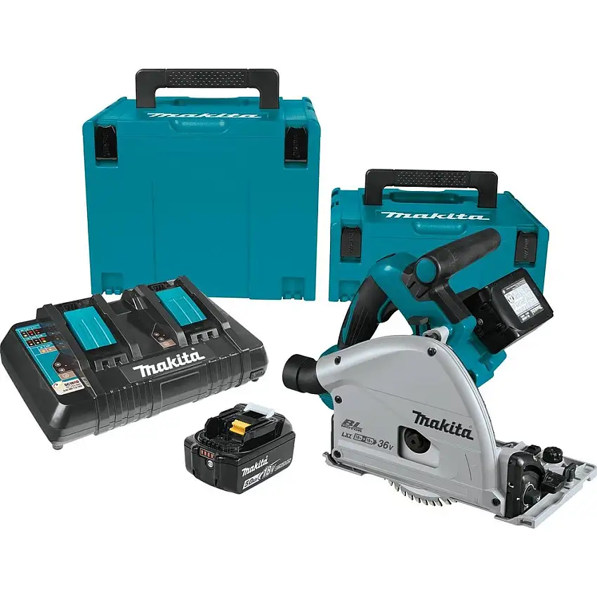 Makita XPS01PTJ 18V X2 (36V) LXT Brushless Lithium-Ion 6-1/2 in. Cordless Plunge Circular Saw Kit with 2 Batteries (5 Ah)