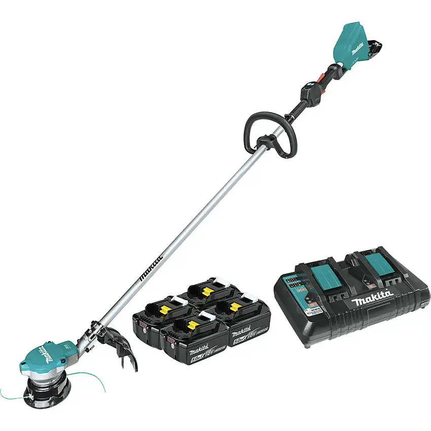 Makita 18V X2 (36V) LXT Brushless Lithium-Ion Cordless String Trimmer with 4 Batteries (5 Ah) - XRU15PT1