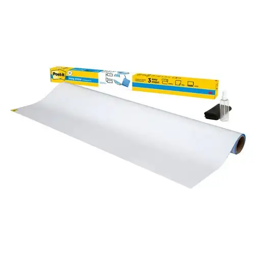 Post-it 96 in .x 48 in. Easy Erase Permanent Marker Whiteboard Surface - White Surface