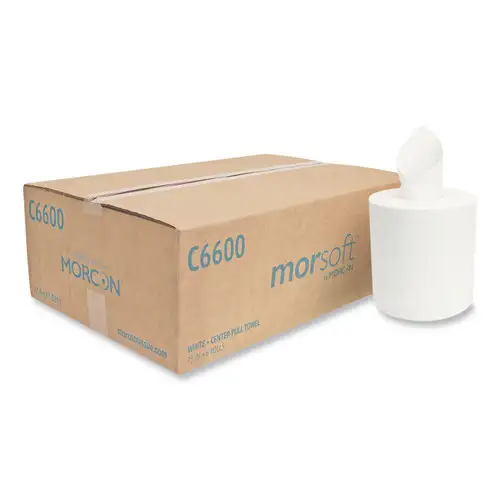 Morcon Paper Morsoft 6.9 in. Diameter 2-Ply Center-Pull Roll Towels - White (6/Carton)
