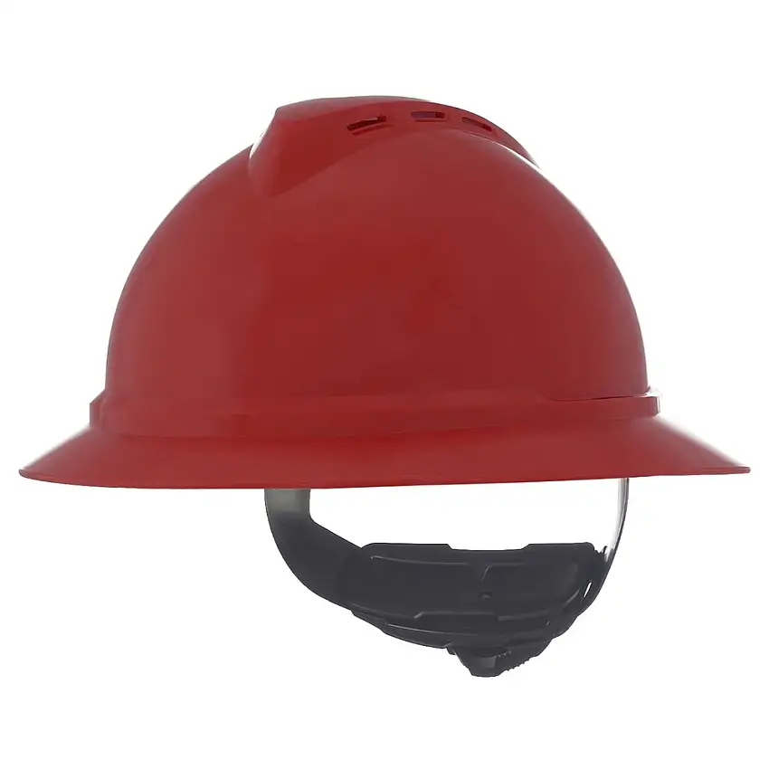 MSA V-Gard 500 Fas-Trac III 4-Point Vented Hat - Red - 10167915