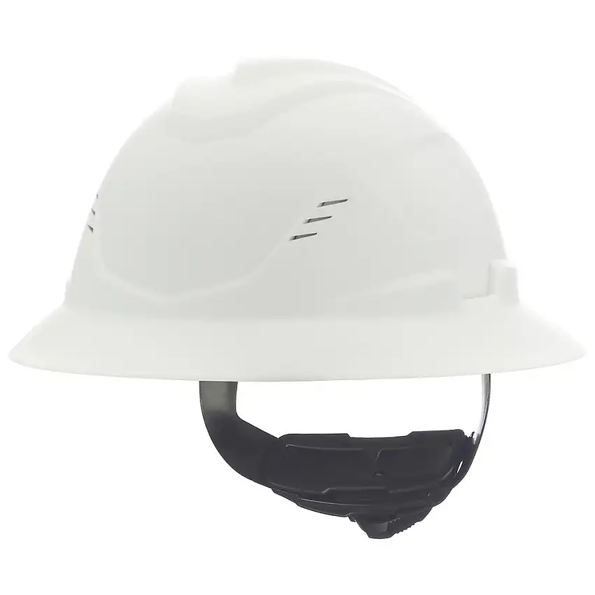 MSA V-Gard C1 Fas-Trac III Full Brim Vented Hard Hat - White - 10215828