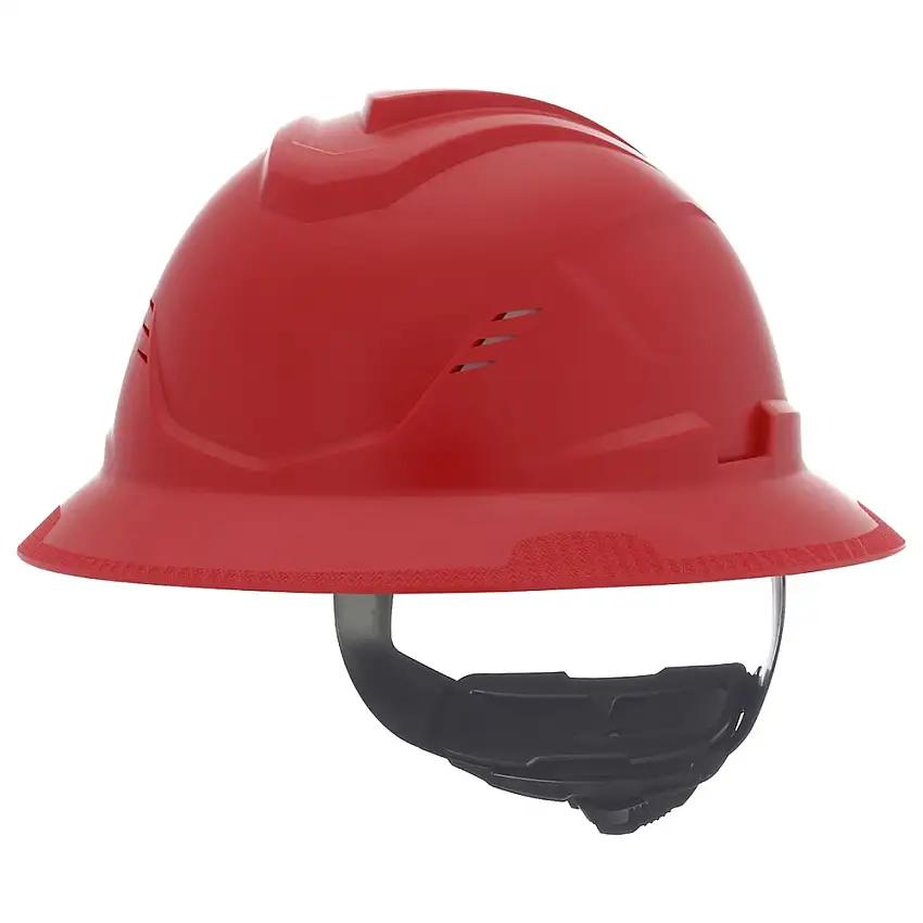 MSA V-Gard C1 Fas-Trac III Full Brim Vented Hard Hat - Red - 10215829