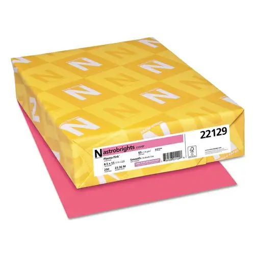 Astrobrights 8.5 in. x 11 in. 65 lbs. Cover Weight Color Cardstock - Plasma Pink (250/Pack)