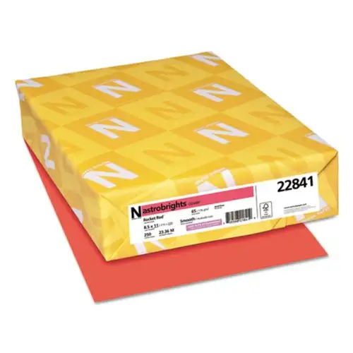 Astrobrights 65 lbs. 8-1/2 in. x 11 in. Color Cardstock - Rocket Red (250/Pack)