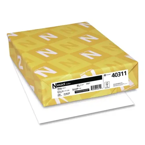 Neenah Paper 94 Bright 90 lbs. 8.5 in. x 11 in. Exact Index Card Stock - White (250/Pack)