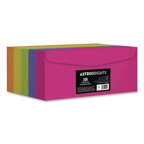 Astrobrights Bulk Envelopes #10 Bankers Flap Gummed Closure Assorted Colors 200/Pack
