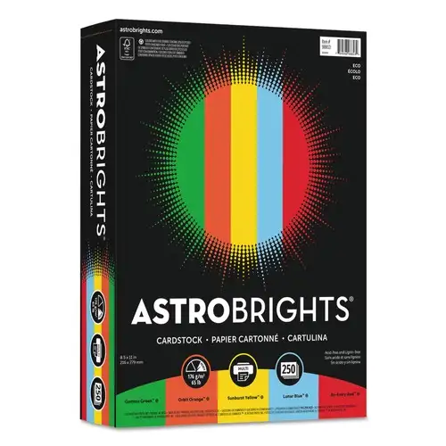 Astrobrights 8.5 in. x 11 in. 65 lbs. Cover Weight Color Cardstock -"Eco" Assortment - Assorted (250/Pack)
