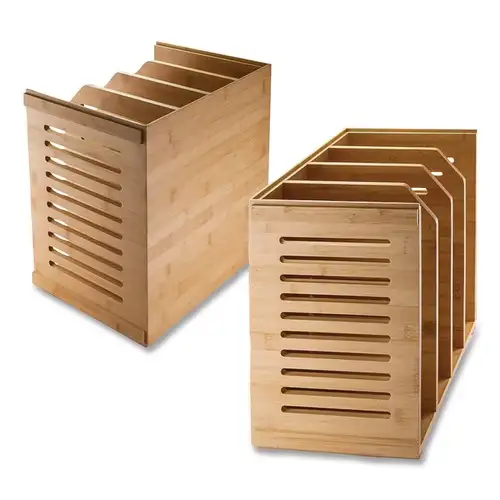 Officemate Bamboo Magazine File 14.09 x 14.41 x 14.41 Brown