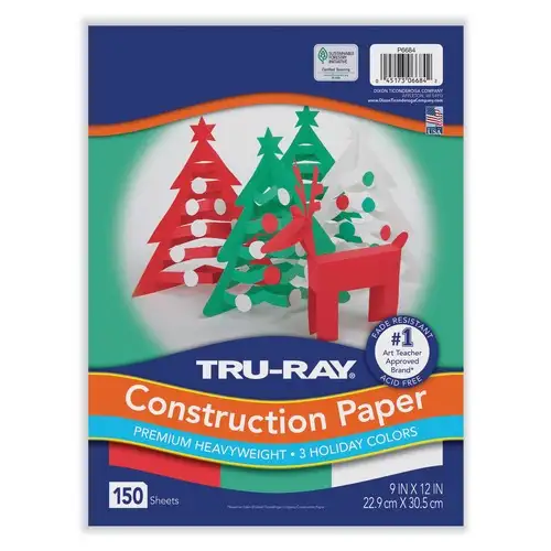 Pacon Tru-Ray 9 x 12 70 lb. Text Weight Construction Paper - Assorted Holiday Colors (150/Pack)