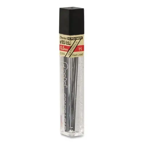 Pentel 0.5 millimeter H Super Hi-Polymer Lead Refills - Black (12/Pack)