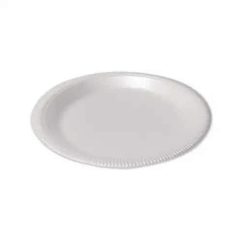 Plastifar 12040 9 in. Diameter Poly Bag Plate Foam Dinnerware - White (500/Pack)