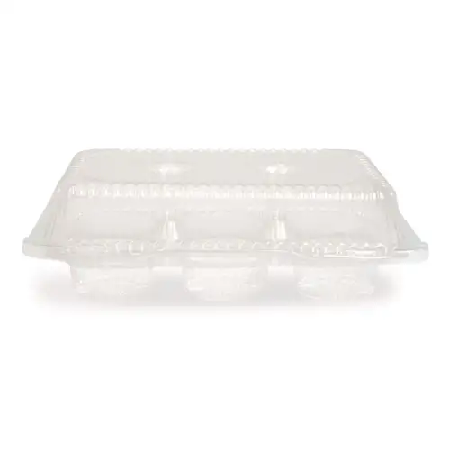 Plastifar Bakery Containers, Muffin/Cupcake, 7.25 x 9.88 x 3.13, Clear, 250/Carton