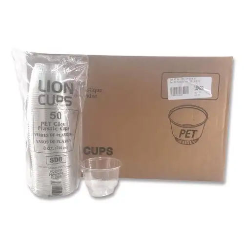 Plastifar Plastic Cold Cups, Sundae, 8 oz, Clear, 1,000/Carton