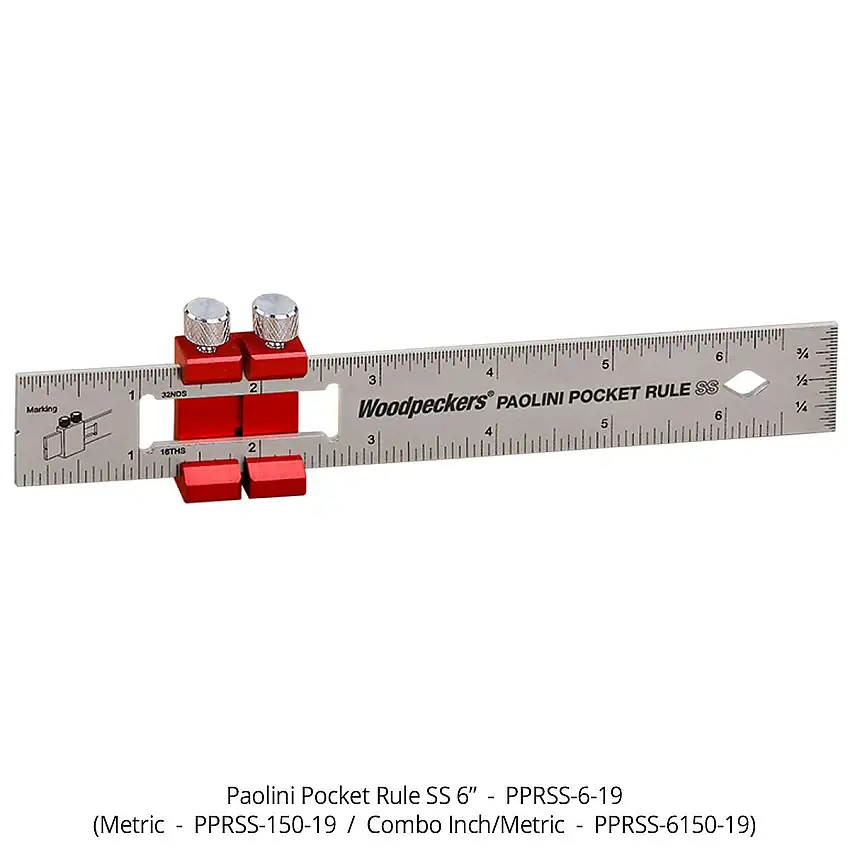 Woodpeckers Paolini Pocket Rule - 6 Inch/150mm Stainless Steel (PPRSS-6150-19)