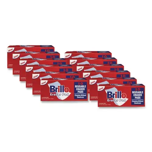 Brillo 3.2 in. x 4.6 in. Commercial Eraser Pads - White (12/Carton)