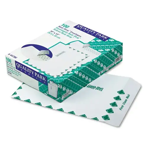 Quality Park 10 in. x 13 in. #13 1/2 Cheese Blade Flap Redi-Strip Catalog Envelope - White (100/Box)