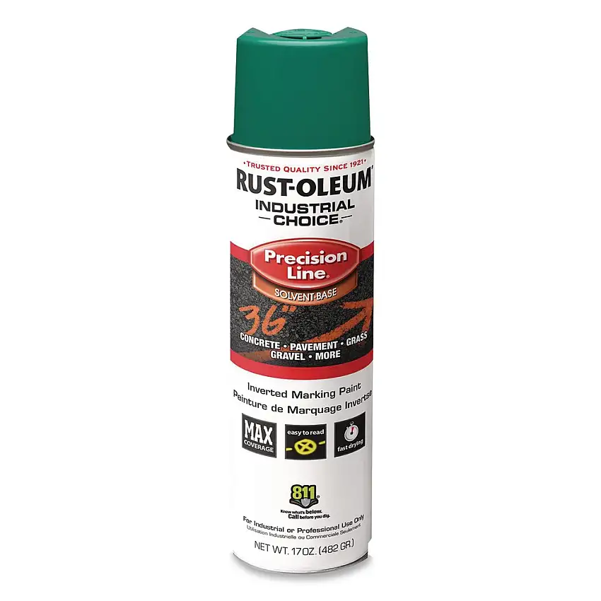 Rust-Oleum Industrial Choice M1600 System 17 oz. Aerosol Can Solvent-Based Precision Line Marking Paint - Flat Green (12/Carton) - 1634838V