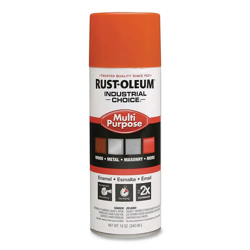 Rust-Oleum Industrial Choice 1600 System 12 oz. Aerosol Can Multi-Purpose Enamel Spray Paint - Gloss Orange (6/Carton) - 1653830V