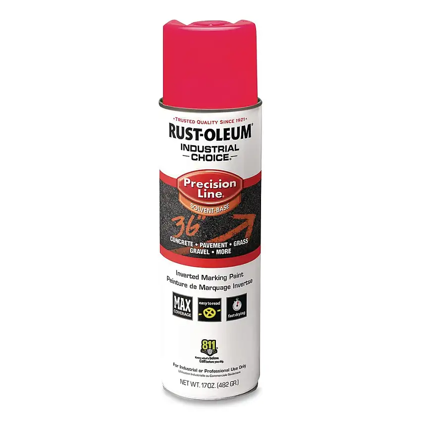 Rust-Oleum 1661838V Industrial Choice 17 oz. Aerosol Can Solvent-Based Precision Line Marking Paint - Flat Fluorescent Pink (12/Carton)