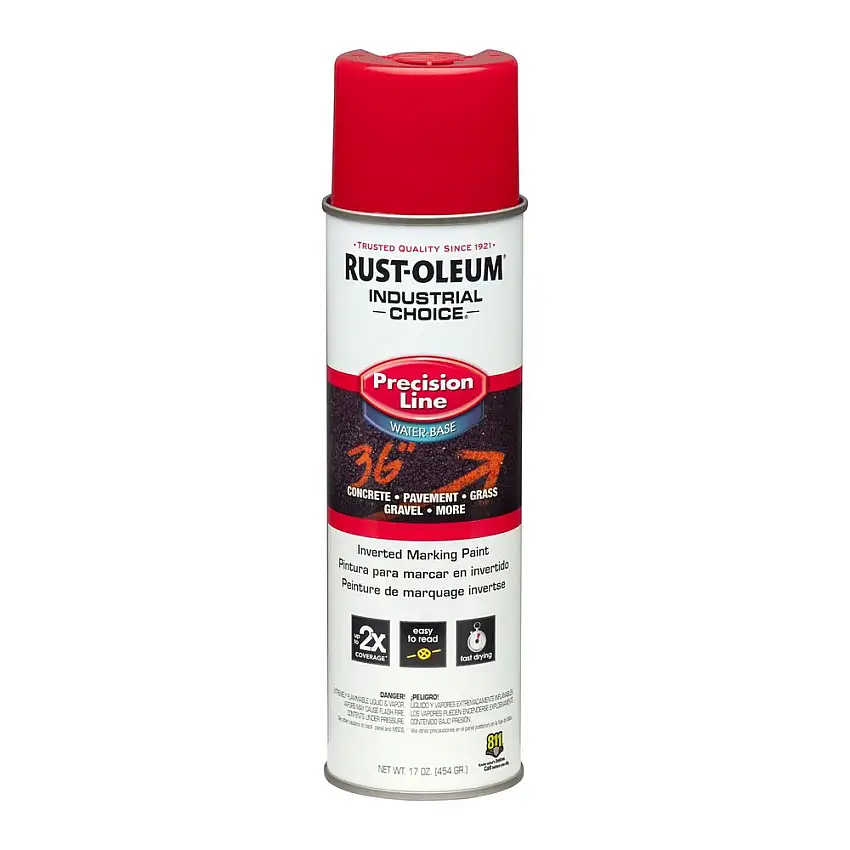 Rust-Oleum Industrial Choice 17 oz. Aerosol Can M1800 System Water-Based Precision Line Marking Paint - Flat Safety Red (12/Carton) - 203038CT