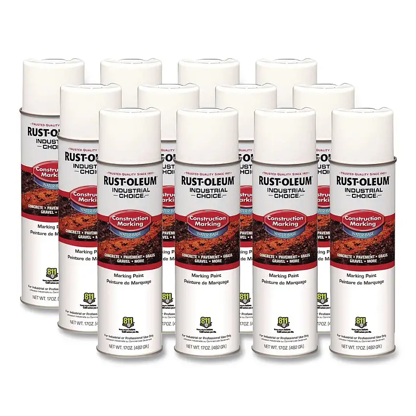 Rust-Oleum Industrial Choice M1400 System 17 oz. Aerosol Can Water-Based Construction Marking Paint - Gloss White (12/Carton) - 264692