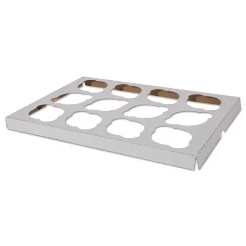 SCT 9.88 in. x 13.88 in. x 0.88 in. 12-Compartments Paper Cupcake Holder Inserts - White/Brown (200/Bundle)