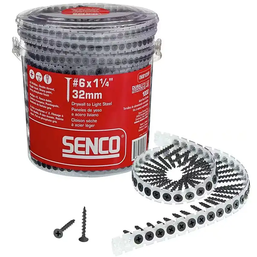 SENCO (1000/Pack) #6 1-1/4 in. Phillips Bugle-Head Collated Drywall Screw - Gray Phosphate - 06A125P