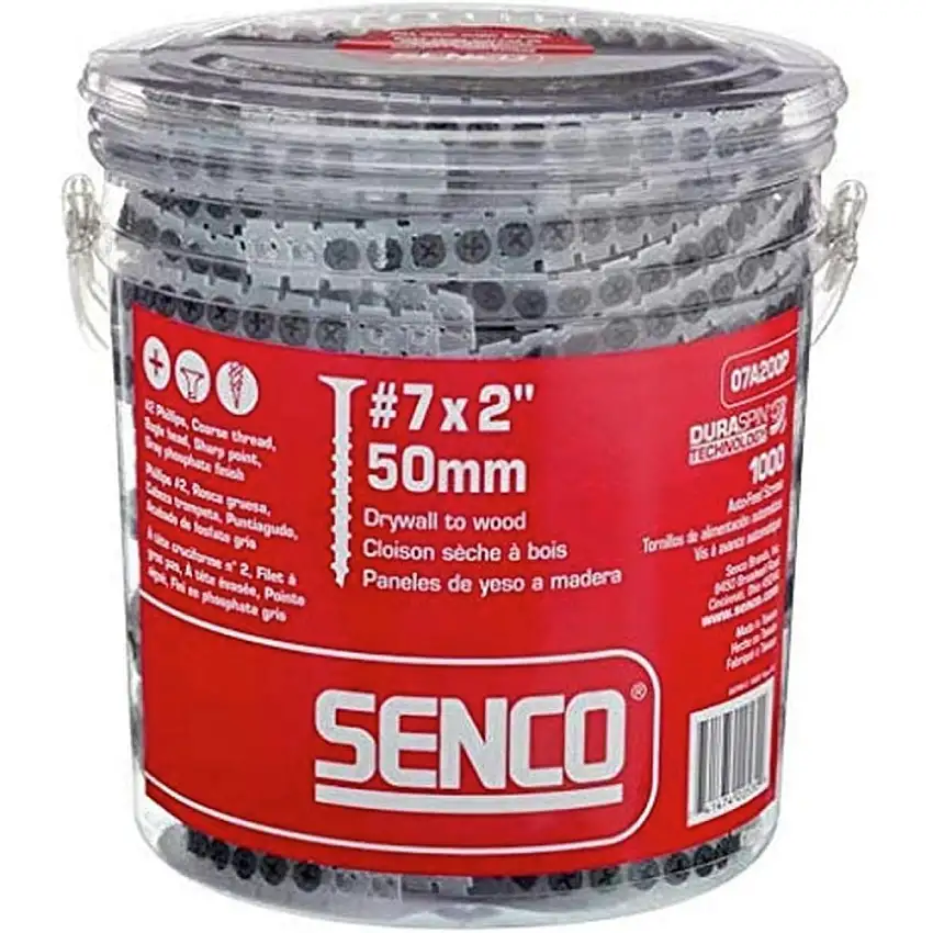 SENCO (1000/Pack) #7 2 in. Coarse Thread Phillips Bugle-Head Collated Drywall to Wood Screw - Gray Phosphate - 07A200P