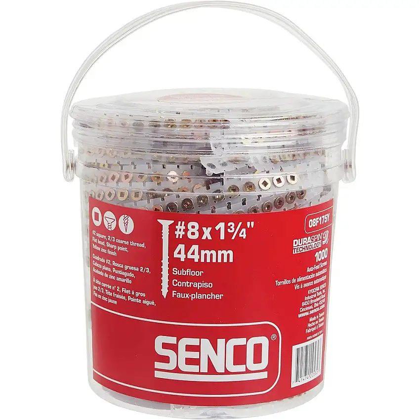 SENCO (1000/Pack) #8 1-3/4 in. Coarse Thread Square-Head Collated Wood to Wood Screw - Yellow Zinc - 08F175Y