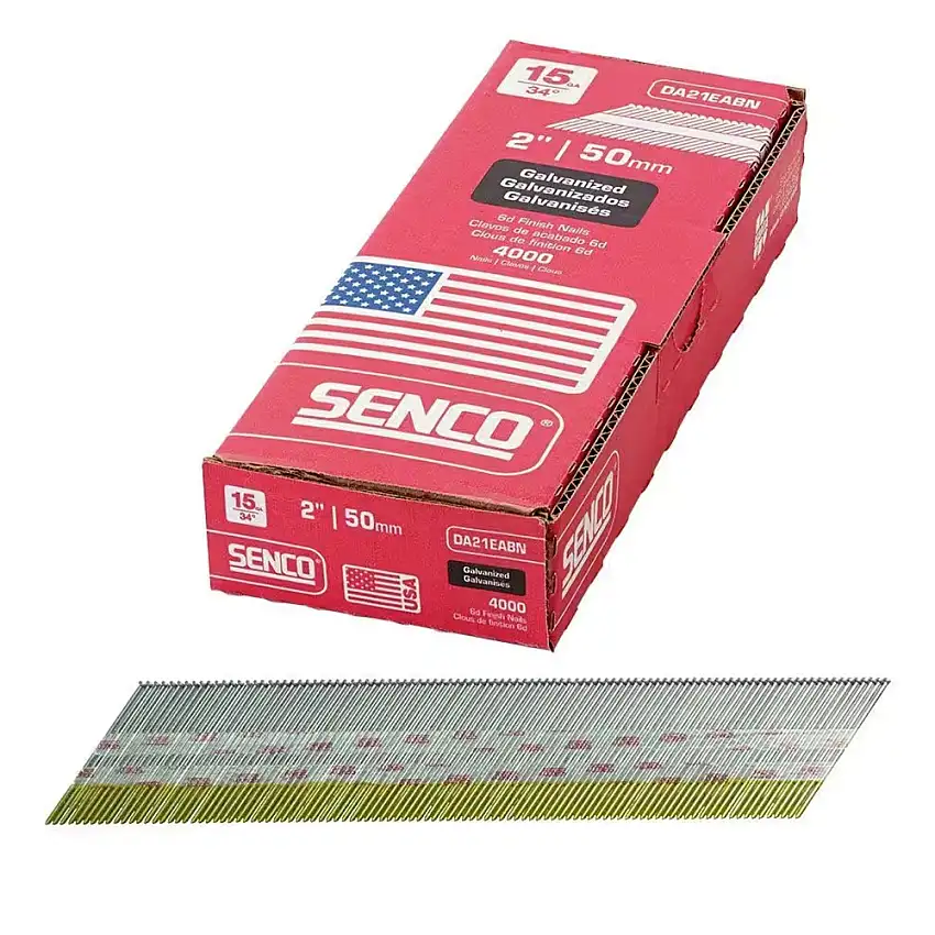 SENCO (4000/Pack) 15-Gauge 34-Degree 2 in. Chisel Galvanized Angled Strip Brad Finish Nails - DA21EABN