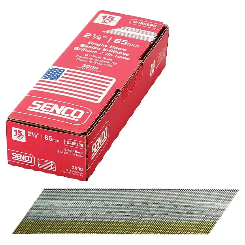 SENCO (3,000/Box) 2-1/2 in. 15-Gauge Angled Finish Nails - Bright Finish - DA25EPB