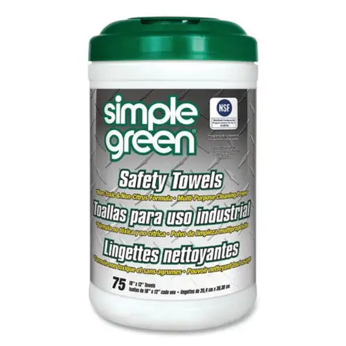 Simple Green 10 in. x 11 3/4 in. 1-Ply Safety Towels - Unscented (75/Canister)