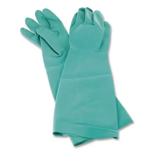 San Jamar 21 in. Long Nitrile Dishwashing Gloves - Large/Green (1-Pair)