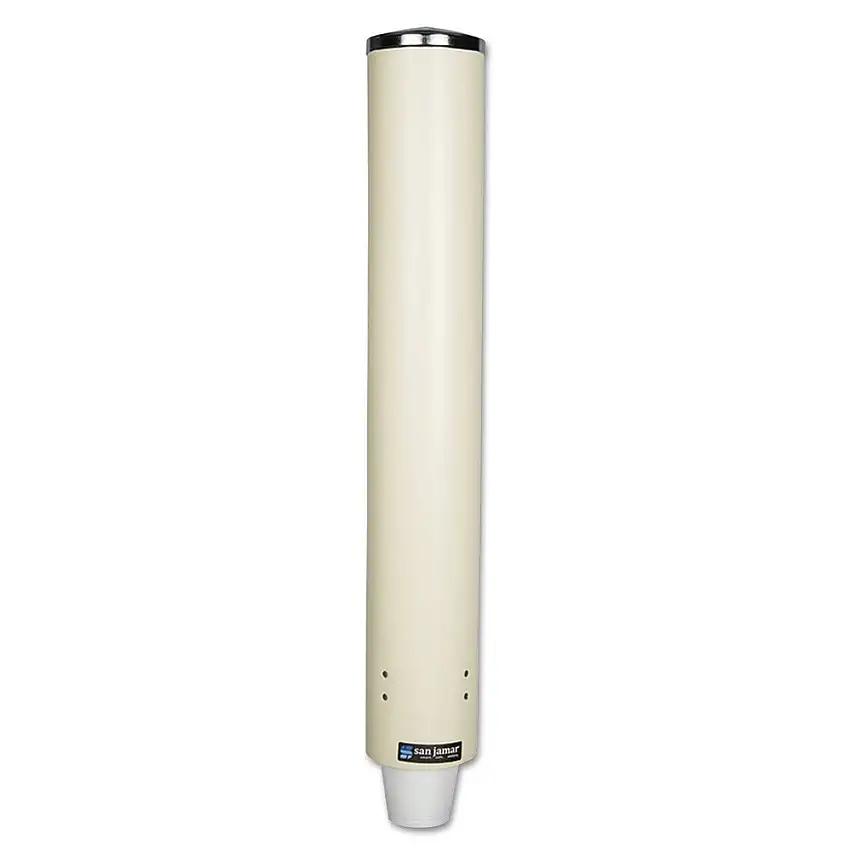San Jamar C4210PFSD Foam Cup Dispenser with Removable Cap for 4 oz. to 10 oz. Cups - Sand