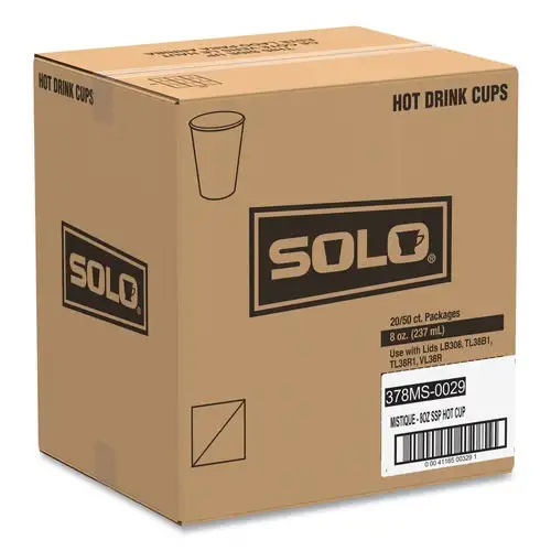 SOLO 378MS-0029 8 oz. Printed Mistique Polycoated Hot Paper Cup - Brown (1000/Carton)