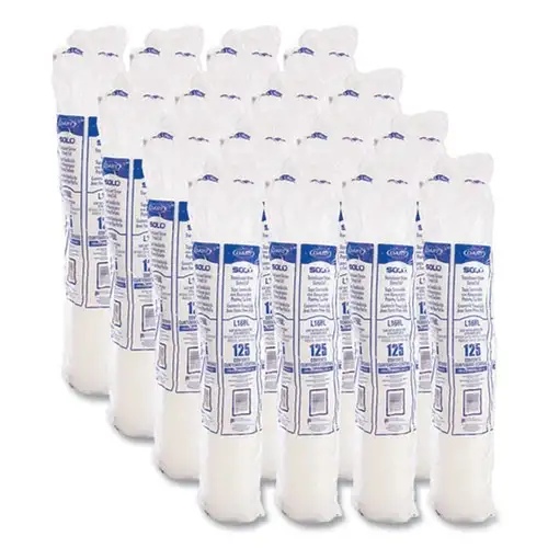 SOLO L16BL-0100 Polystyrene Plastic Flat Straw-Slot Cold Cup Lids Fits 12 oz to 24 oz Cups - Translucent (125/Pack, 16 Packs/Carton)