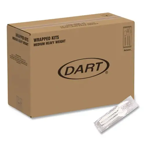 SOLO RSW7Z-0007 Reliance Mediumweight Plastic Fork/Knife/Spoon Cutlery Kit - White (1500/Carton)