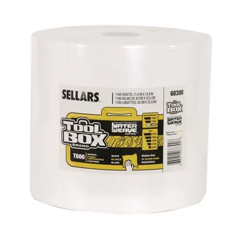 Sellars 1-Ply 11.8 x 12.8 TOOLBOX WaterWeave T600 Wipers - White (1/Carton)
