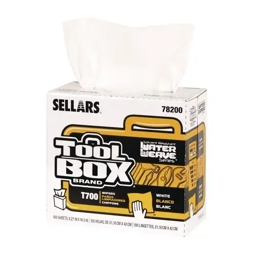 Sellars 1-Ply 8.27 x 16.5 TOOLBOX WaterWeave T700 Wipers - White (8/Carton)