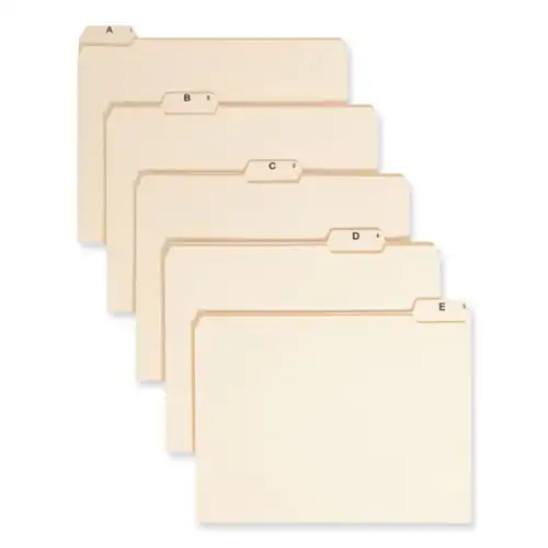 Smead Indexed File Folders with 1/5-Cut A-Z Top Tabs - Letter, Manila (25/Set)