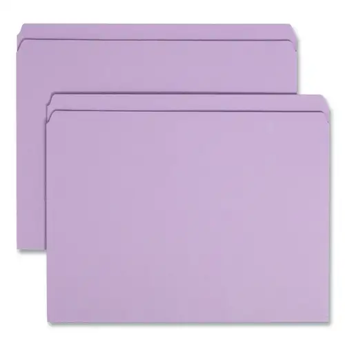 Smead Colored File Folders with Reinforced Top Straight Tabs - Letter, Lavender (100/Box)