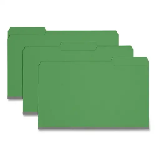 Smead 1/3-Cut Tabs Assorted Legal Size 1 in. Expansion Recycled Heavy Pressboard Folders - Green (25/Box)