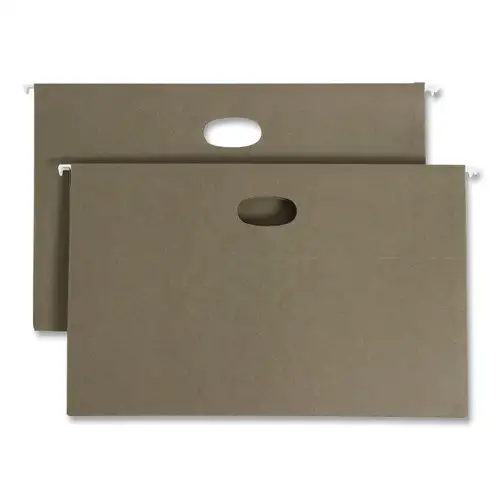 Smead 3.5 in. Capacity 1 Section Legal Size 100 Percent Recycled Hanging Pockets with Full-Height Gusset - Standard Green (10/Box)