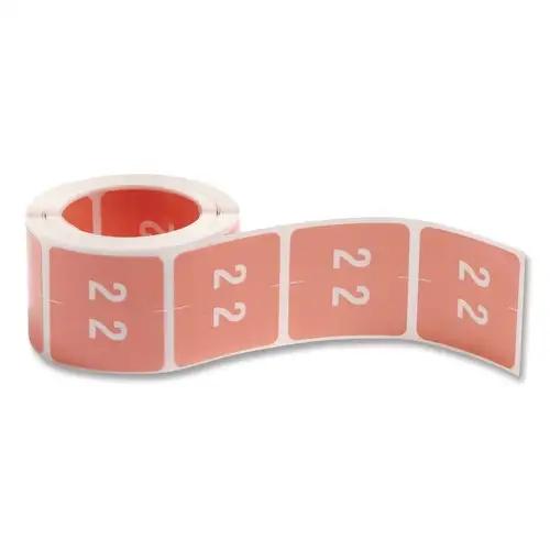 Smead 1.5 in. x 1.5 in. 2 Numerical End Tab File Folder Labels - Pink (1-Roll)
