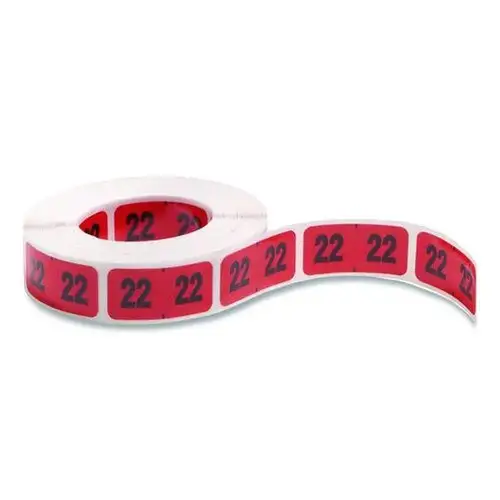 Smead 0.75 in. x 1.5 in. 22 Yearly End Tab File Folder Labels - Red (500 Labels/Roll)