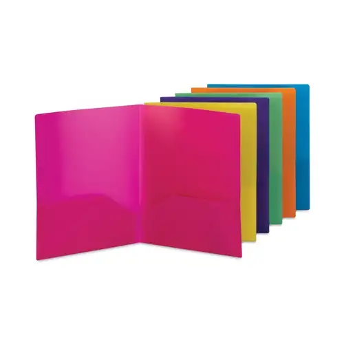 Smead 11 in. x 8.5 in. 100-Sheet Capacity Poly Two-Pocket Folders - Assorted (6/Pack)